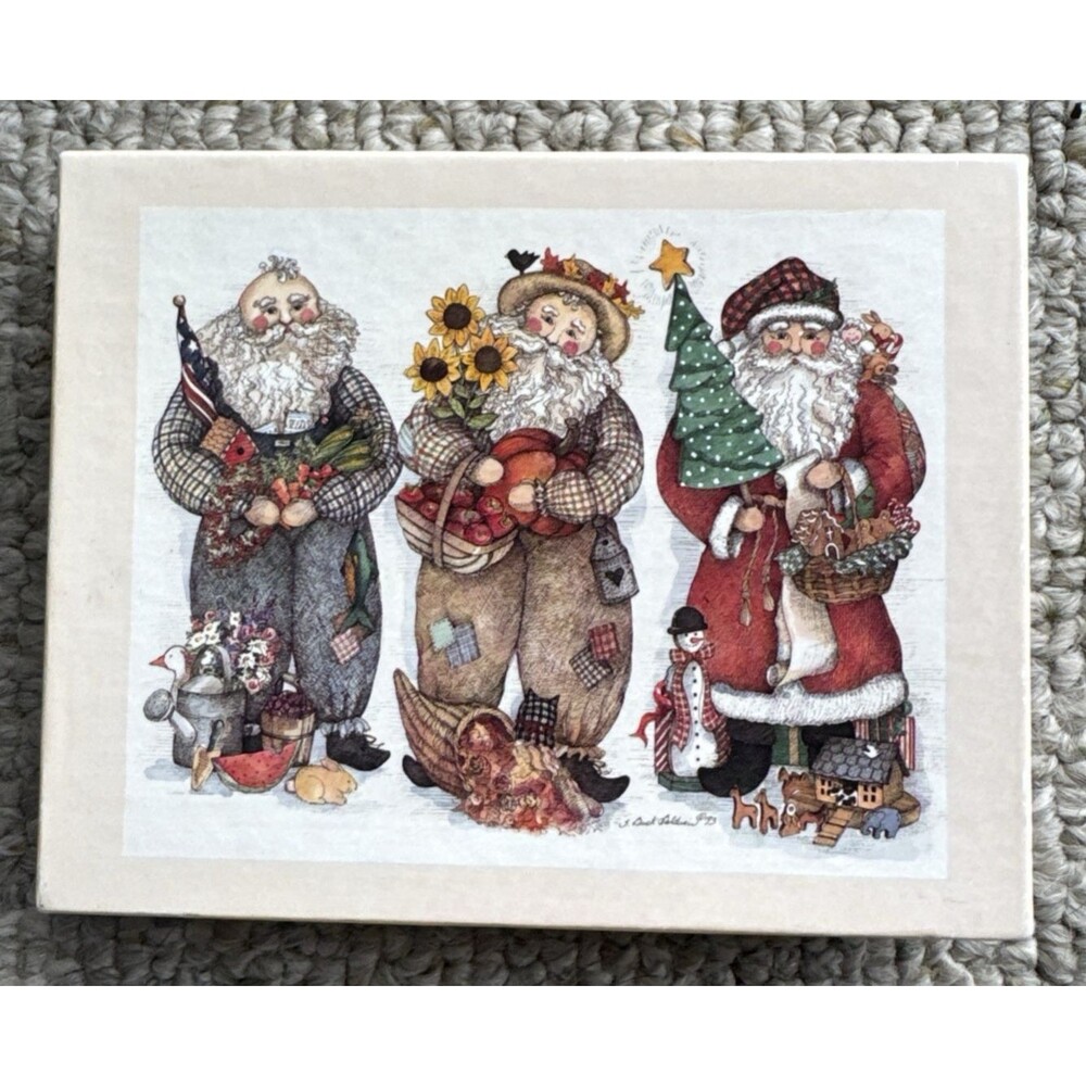 Main Street Press Note Cards Box Set "Seasonal Santas" 12 Ct Cards & Envelopes